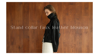STAND COLLAR SYNTHETIC LEATHER BLOUSON